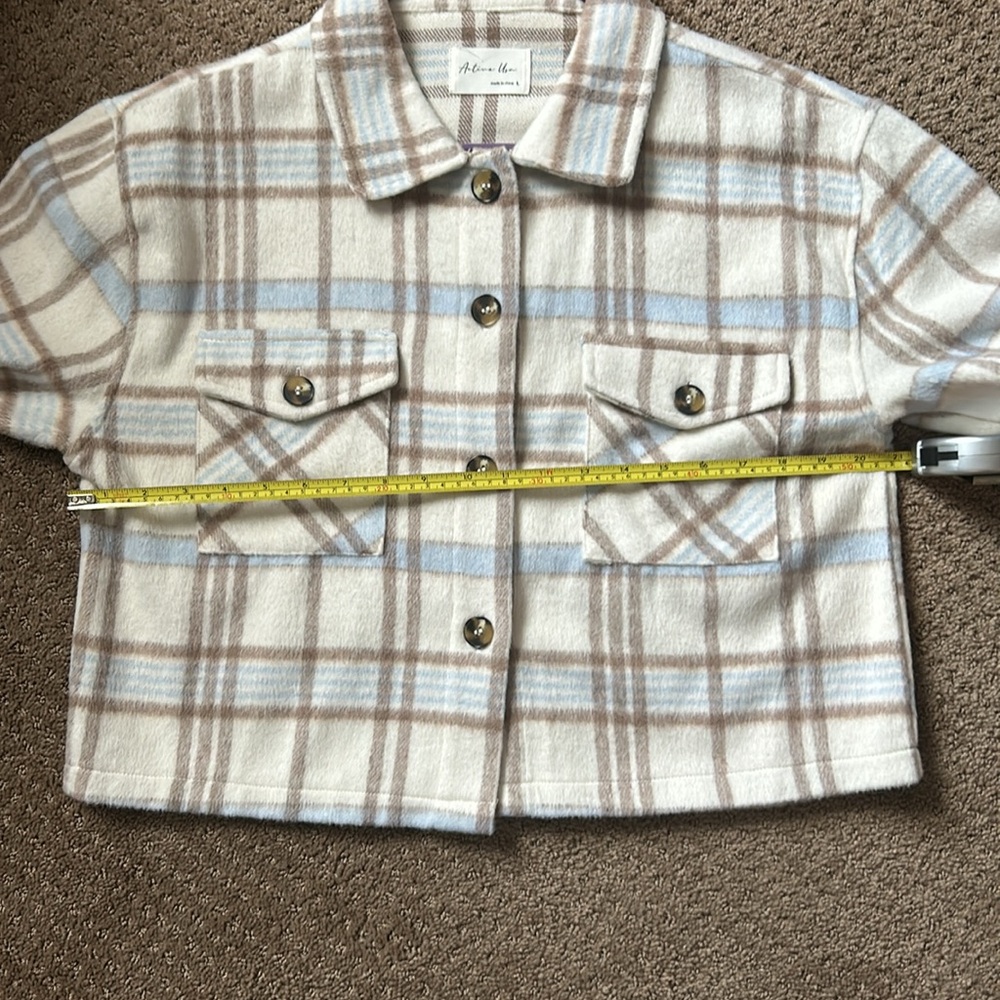 Active Usa Boutique Plaid Shacket Blues, Tans, Si… - image 8
